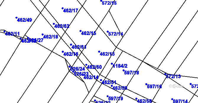 Parcela st. 462/13 v KÚ Dírná, Katastrální mapa