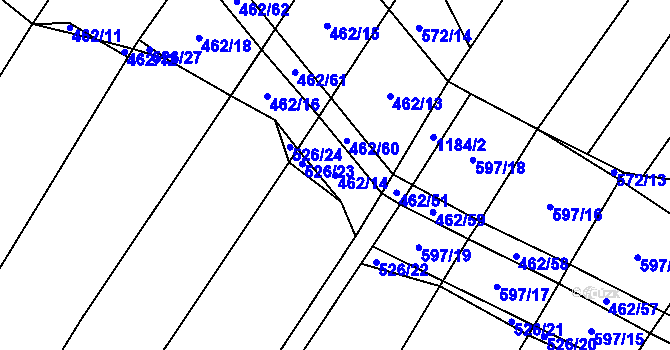 Parcela st. 462/14 v KÚ Dírná, Katastrální mapa