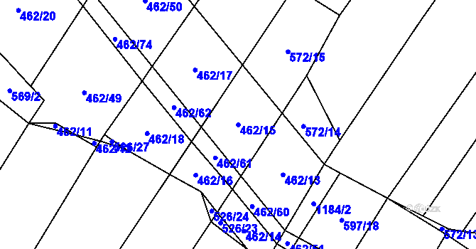 Parcela st. 462/15 v KÚ Dírná, Katastrální mapa