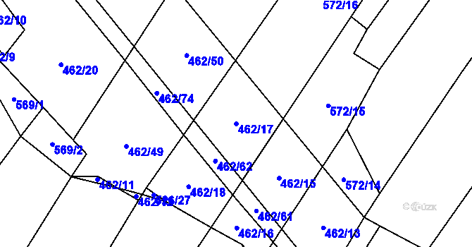 Parcela st. 462/17 v KÚ Dírná, Katastrální mapa