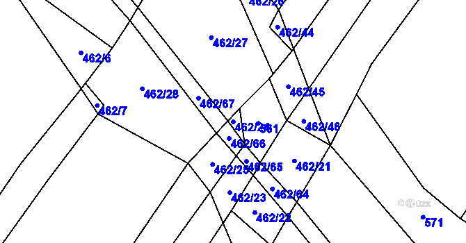 Parcela st. 462/24 v KÚ Dírná, Katastrální mapa