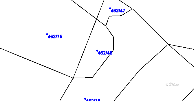 Parcela st. 462/48 v KÚ Dírná, Katastrální mapa