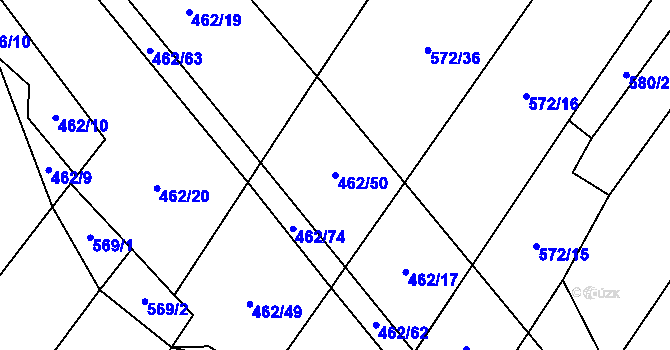 Parcela st. 462/50 v KÚ Dírná, Katastrální mapa