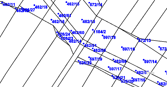 Parcela st. 462/51 v KÚ Dírná, Katastrální mapa