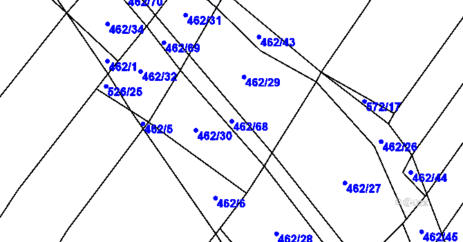 Parcela st. 462/68 v KÚ Dírná, Katastrální mapa