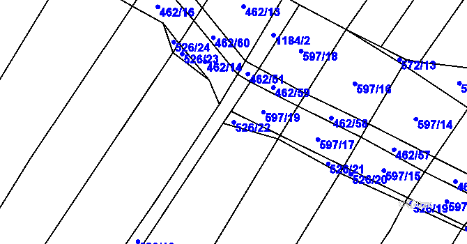 Parcela st. 526/22 v KÚ Dírná, Katastrální mapa