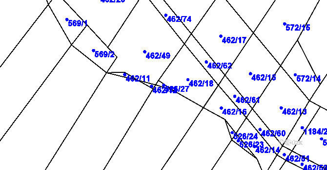 Parcela st. 526/27 v KÚ Dírná, Katastrální mapa
