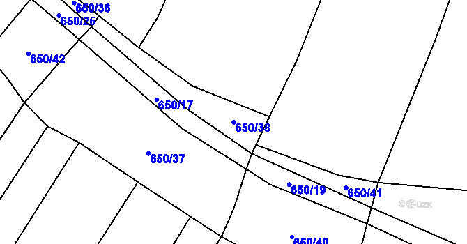 Parcela st. 650/38 v KÚ Dírná, Katastrální mapa