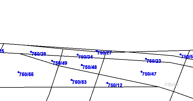Parcela st. 750/27 v KÚ Dírná, Katastrální mapa