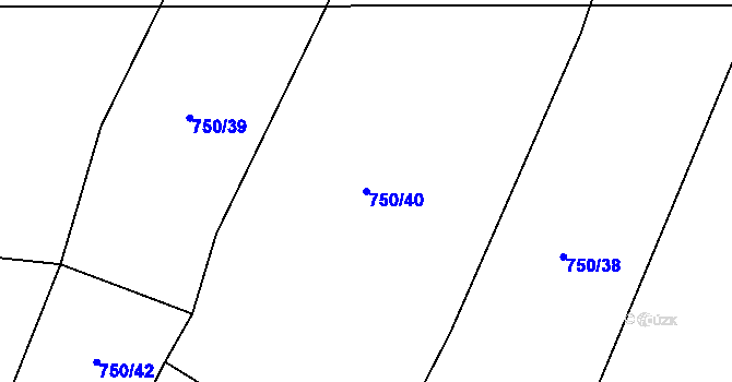 Parcela st. 750/40 v KÚ Dírná, Katastrální mapa