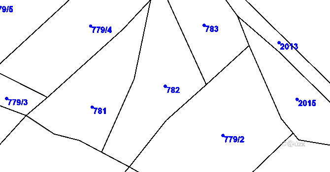 Parcela st. 782 v KÚ Dírná, Katastrální mapa