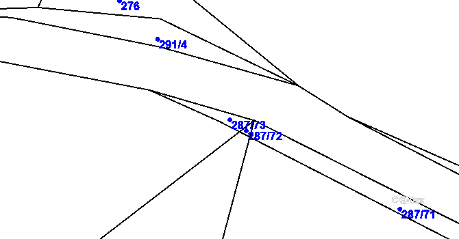 Parcela st. 287/73 v KÚ Nová Ves u Dírné, Katastrální mapa