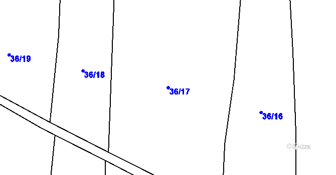 Parcela st. 36/17 v KÚ Nová Ves u Dírné, Katastrální mapa