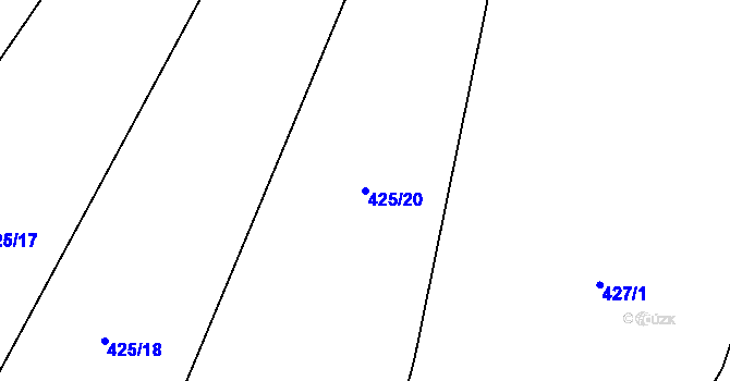 Parcela st. 425/20 v KÚ Záříčí u Dírné, Katastrální mapa