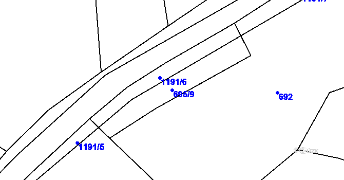 Parcela st. 695/9 v KÚ Záříčí u Dírné, Katastrální mapa