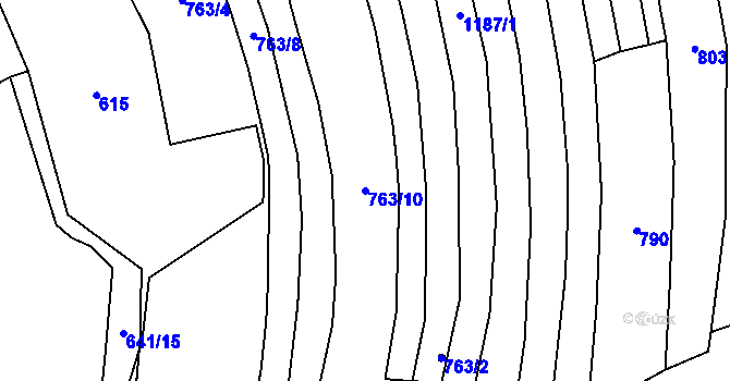 Parcela st. 763/10 v KÚ Záříčí u Dírné, Katastrální mapa