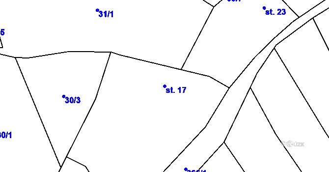 Parcela st. 17 v KÚ Závsí, Katastrální mapa