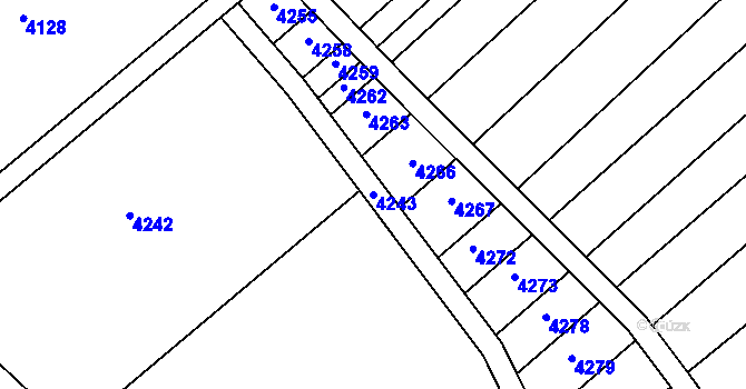 Parcela st. 4243 v KÚ Diváky, Katastrální mapa