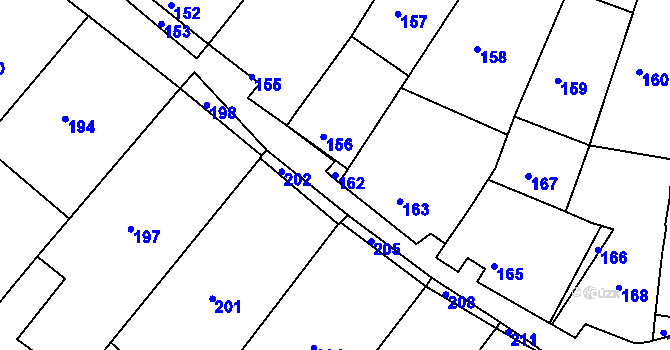 Parcela st. 162 v KÚ Diváky, Katastrální mapa