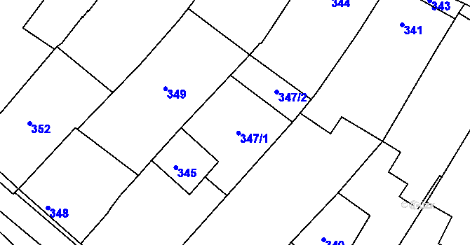 Parcela st. 347 v KÚ Diváky, Katastrální mapa