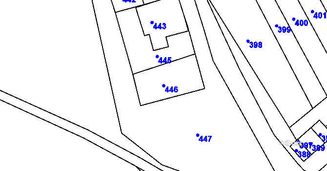 Parcela st. 446 v KÚ Diváky, Katastrální mapa