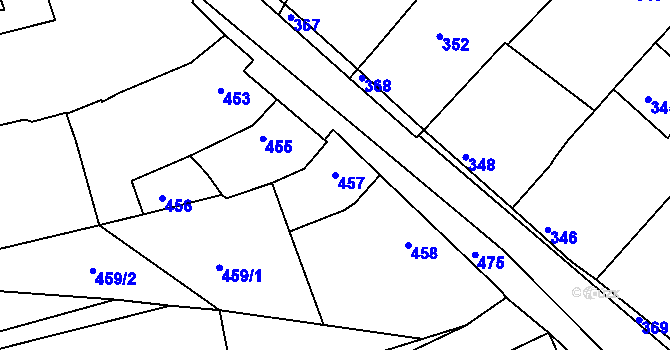 Parcela st. 457 v KÚ Diváky, Katastrální mapa