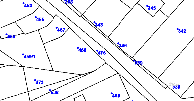 Parcela st. 475 v KÚ Diváky, Katastrální mapa