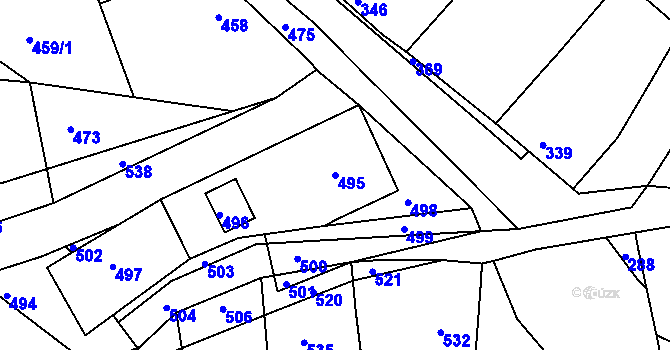 Parcela st. 495 v KÚ Diváky, Katastrální mapa