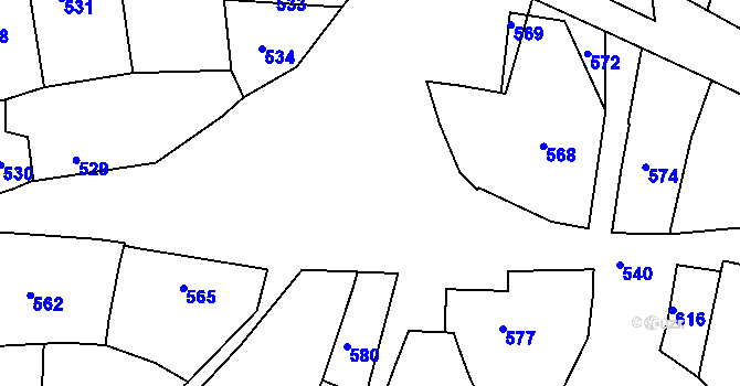 Parcela st. 573 v KÚ Diváky, Katastrální mapa