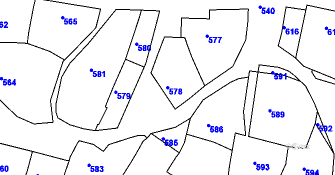 Parcela st. 578 v KÚ Diváky, Katastrální mapa