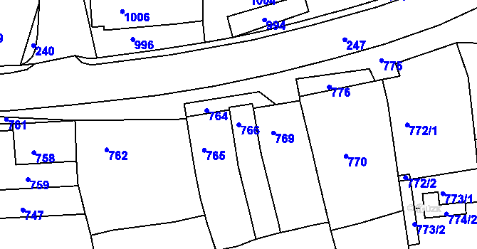 Parcela st. 766 v KÚ Diváky, Katastrální mapa
