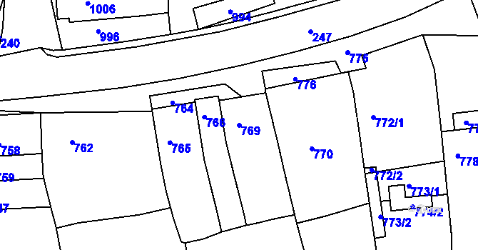 Parcela st. 769 v KÚ Diváky, Katastrální mapa