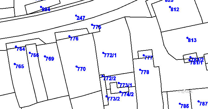 Parcela st. 772 v KÚ Diváky, Katastrální mapa