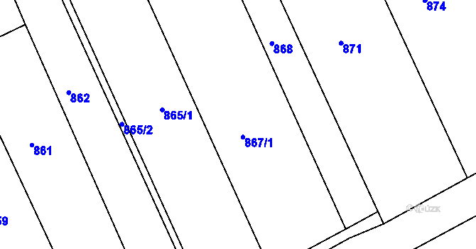 Parcela st. 867 v KÚ Diváky, Katastrální mapa
