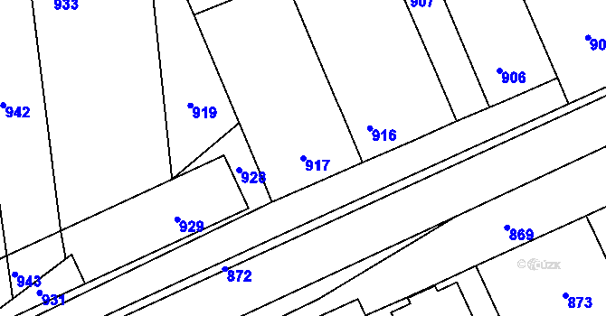 Parcela st. 917 v KÚ Diváky, Katastrální mapa