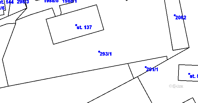 Parcela st. 293/1 v KÚ Sádek u Dívčího Hradu, Katastrální mapa