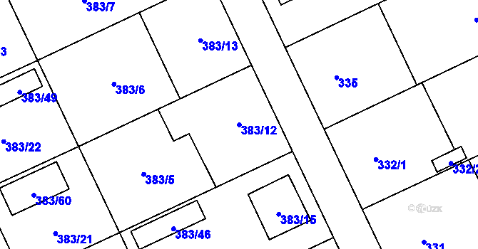 Parcela st. 383/12 v KÚ Dívčice, Katastrální mapa