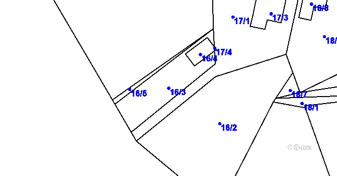 Parcela st. 16/3 v KÚ Dívčice, Katastrální mapa