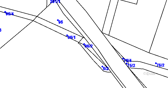 Parcela st. 96/2 v KÚ Dívčice, Katastrální mapa