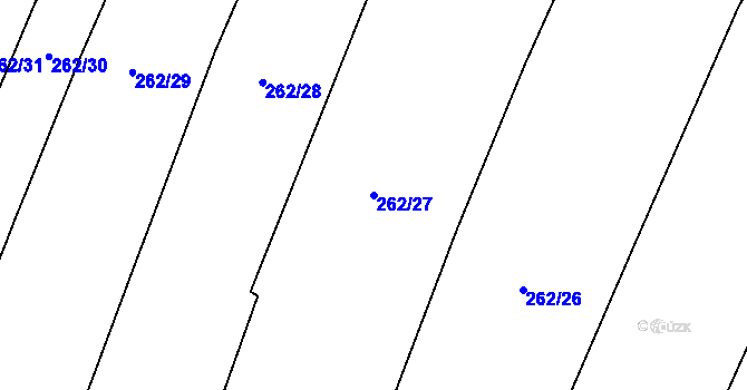 Parcela st. 262/27 v KÚ Dívčice, Katastrální mapa