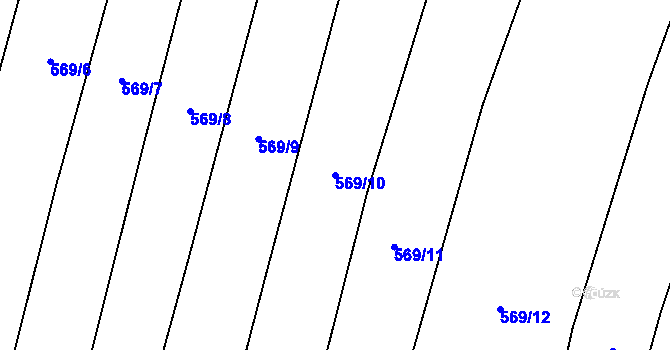 Parcela st. 569/10 v KÚ Dívčice, Katastrální mapa