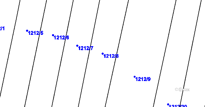 Parcela st. 1212/8 v KÚ Dívčice, Katastrální mapa