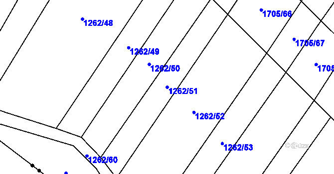 Parcela st. 1262/51 v KÚ Mydlovary u Dívčic, Katastrální mapa