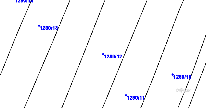 Parcela st. 1280/12 v KÚ Mydlovary u Dívčic, Katastrální mapa