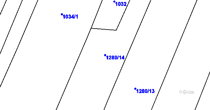 Parcela st. 1280/14 v KÚ Mydlovary u Dívčic, Katastrální mapa