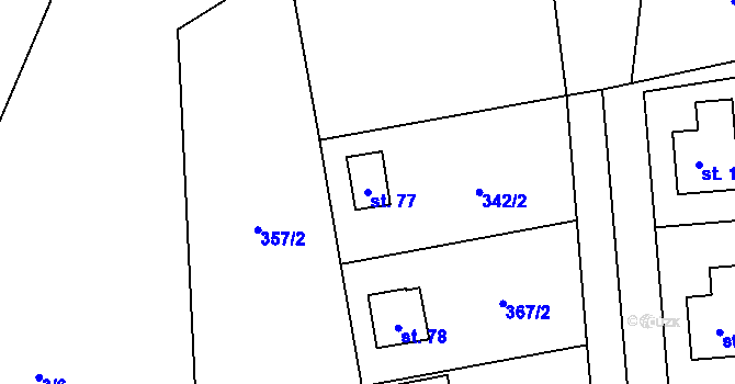 Parcela st. 77 v KÚ Divec, Katastrální mapa
