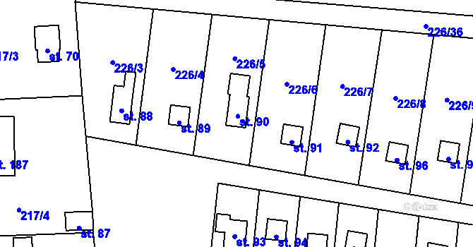Parcela st. 90 v KÚ Divec, Katastrální mapa