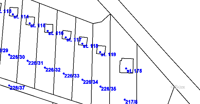 Parcela st. 119 v KÚ Divec, Katastrální mapa
