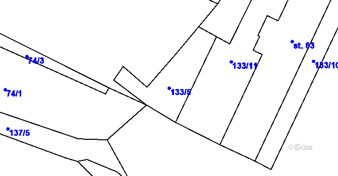 Parcela st. 133/5 v KÚ Divec, Katastrální mapa