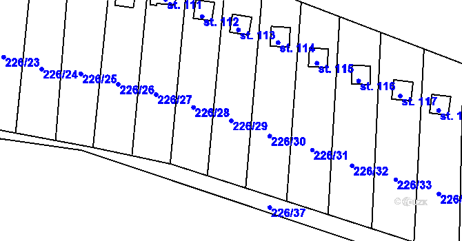 Parcela st. 226/29 v KÚ Divec, Katastrální mapa